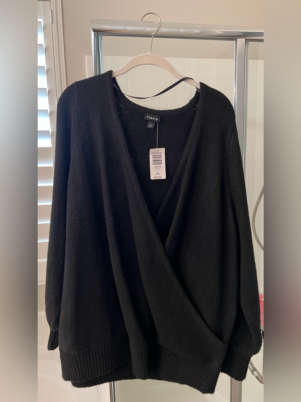 NWT Torrid Vegan Cashmere Surplice Sweater Black Size 2 2X 18-20